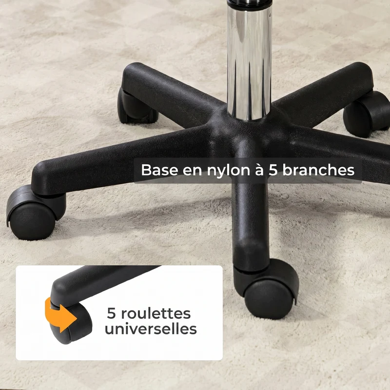 Tabouret de massage pivotant professionnel 35 x 72-84 x 32 cm hauteur réglable assise rembourrée moderne en PU gris 21_0000780