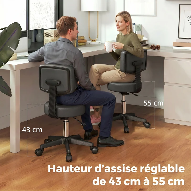 Tabouret de massage pivotant professionnel 35 x 72-84 x 32 cm hauteur réglable assise rembourrée moderne en PU gris 21_0000780