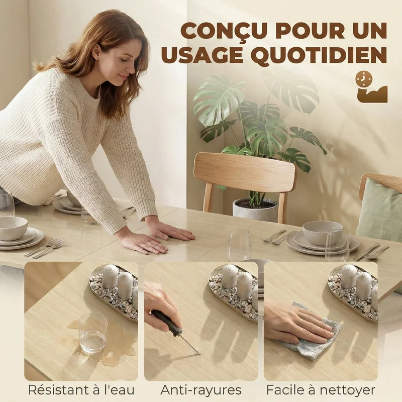 Table à manger pliante extensible 168,2 x 85 x 73 cm gain de place tiroirs et étagères rangement scandinave en MDF blanc 21_0003401