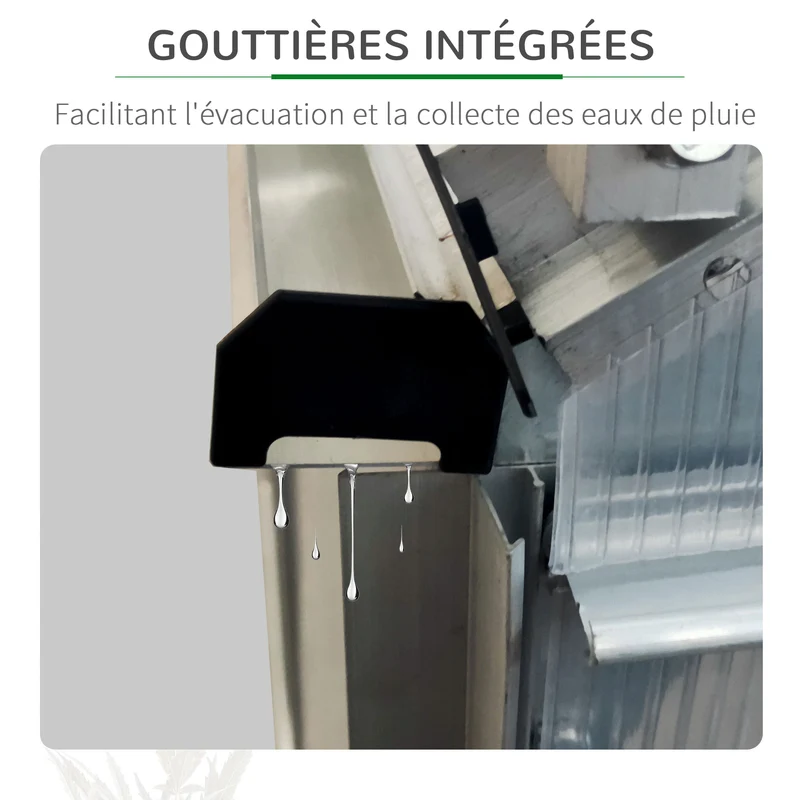 Serre de jardin avec fondation 190 x 375 x 199 cm paroi isolée aération réglable contemporain épuré en aluminium argent 21_0004223