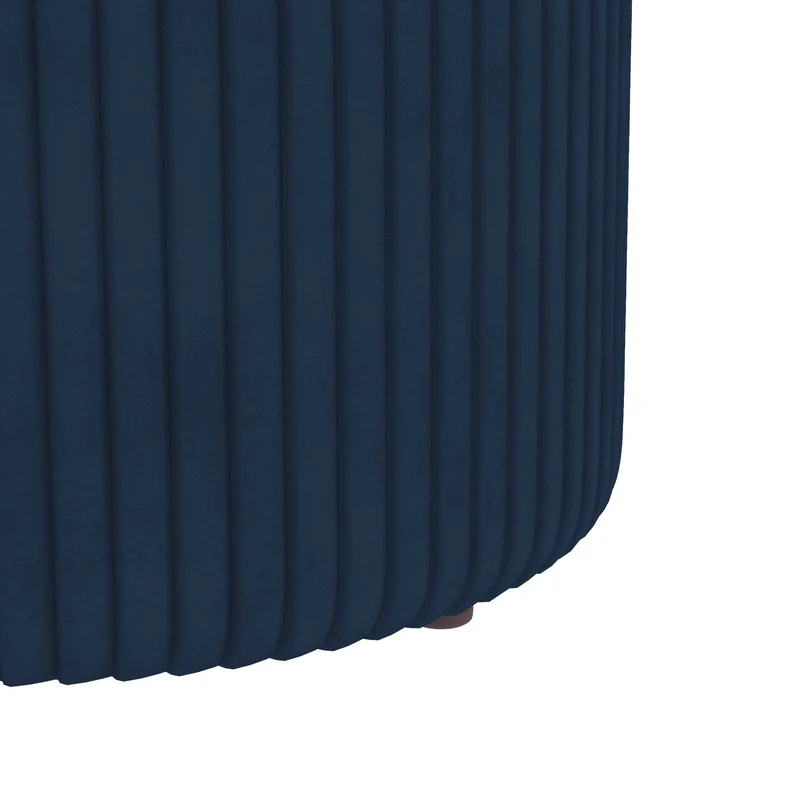 Pouf coffre rond assise d'appoint rangement 36 x 36 x 44 cm pratique design confortable côtelé en velours bleu foncé 21_0002930