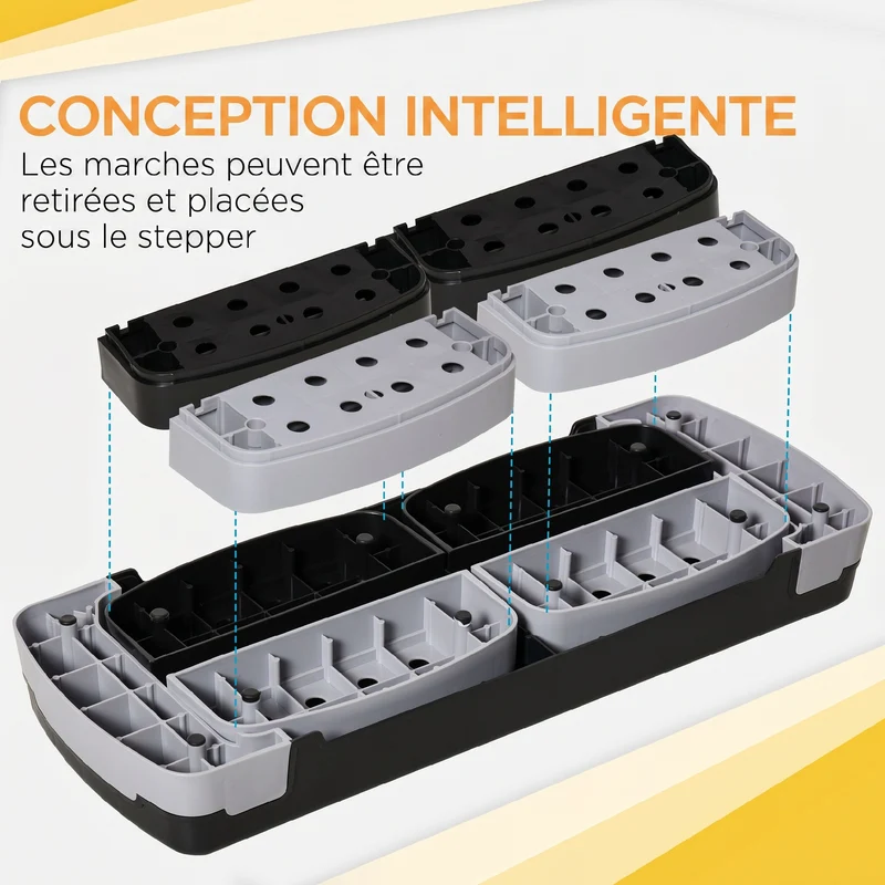 Plateforme d'aérobic réglable 80 x 31 x 20 cm surface antidérapante portable tonification pour salon moderne en PP noir 21_0006677