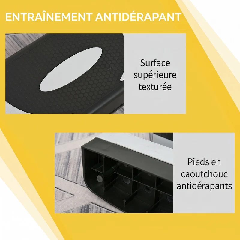 Plateforme d'aérobic réglable 80 x 31 x 20 cm surface antidérapante portable tonification pour salon moderne en PP noir 21_0006677