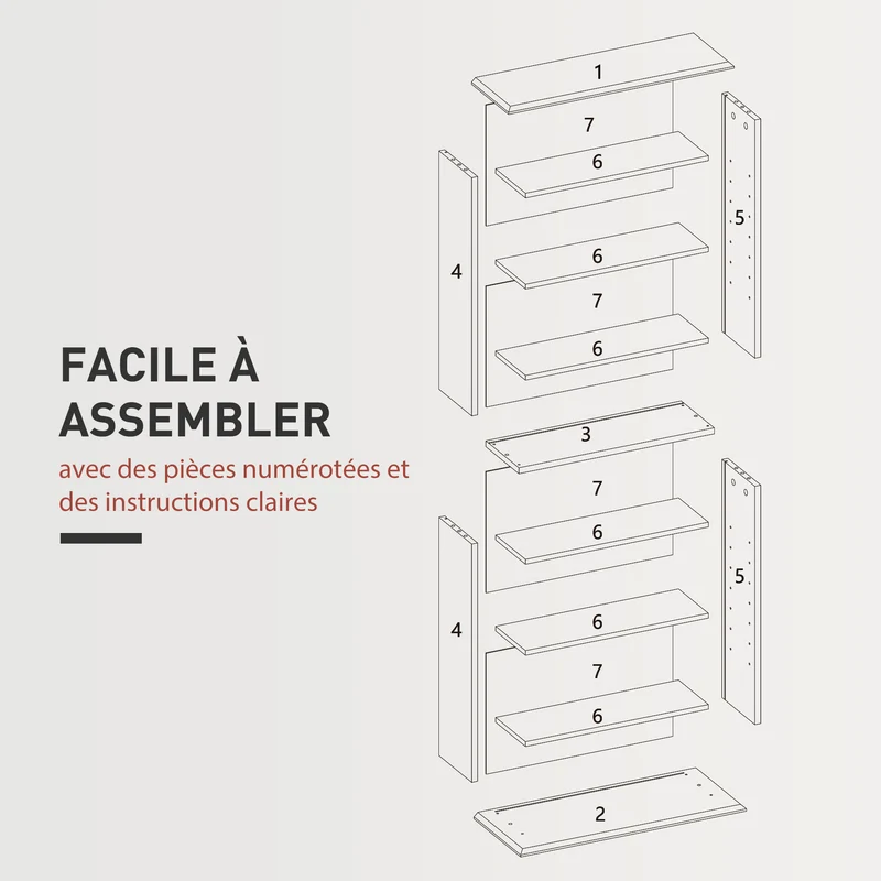 Meuble de rangement cd et dvd peu profond 58 x 24 x 126.3 cm anti basculement contemporain en panneau de particules noir 21_0002518