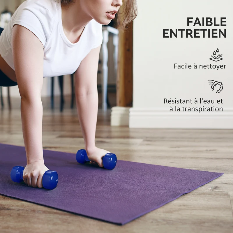 Ensemble d'haltères courts musculation 41 x 30 x 8 cm 10 kg anti-roulement prise ergonomique design moderne en PU noir 21_0006771