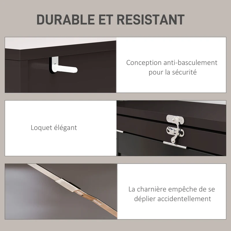 Bureau mural pliable 98 x 51 x 153 cm bibliothèque gain de place pour petits espaces cuisine moderne épuré en MDF marron 21_0002450