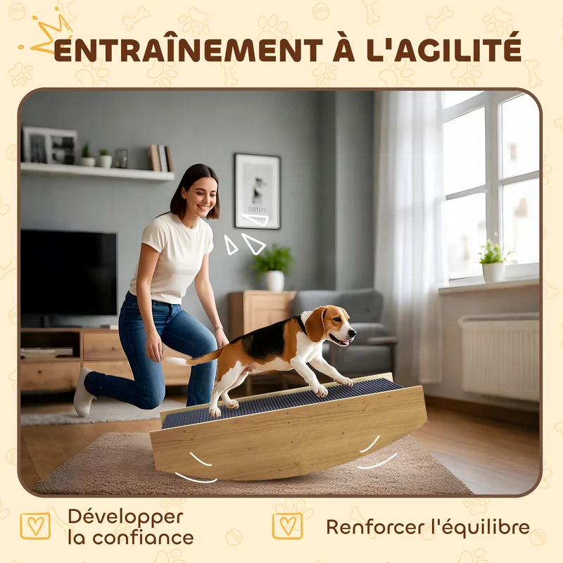 Bascule pour chien réversible escalier 80 x 39,5 x 20 cm antidérapant protège articulations contemporain en bois naturel 21_0007524