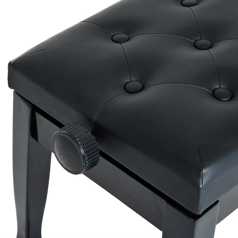 Banc de piano réglable 64 x 35 x 45-55 cm assise capitonnée confortable antidérapant style classique élégant en bois noir 21_0000099