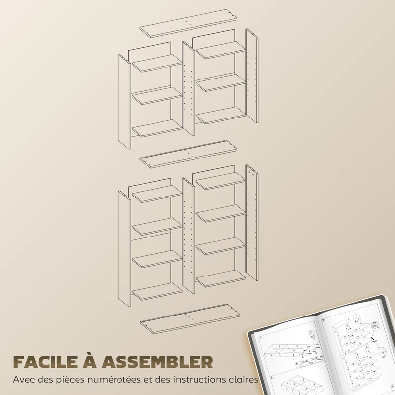 Étagère cd dvd 78 x 24 x 175 cm grande capacité anti basculement style moderne pour salon en panneau de particules noir 21_0002508