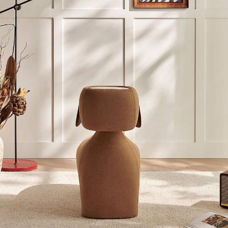Contemporary Creative Dog Design Carbon Steel Brushed Velvet Kids Stool With Rotatable Head For Living Room