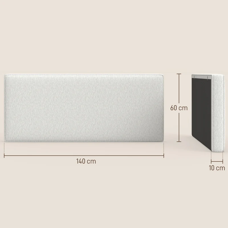 Tête de lit murale 140 x 10 x 60 cm soutien dorsal rembourré confort lecture design épuré effet flottant en tissu crème 21_0003777