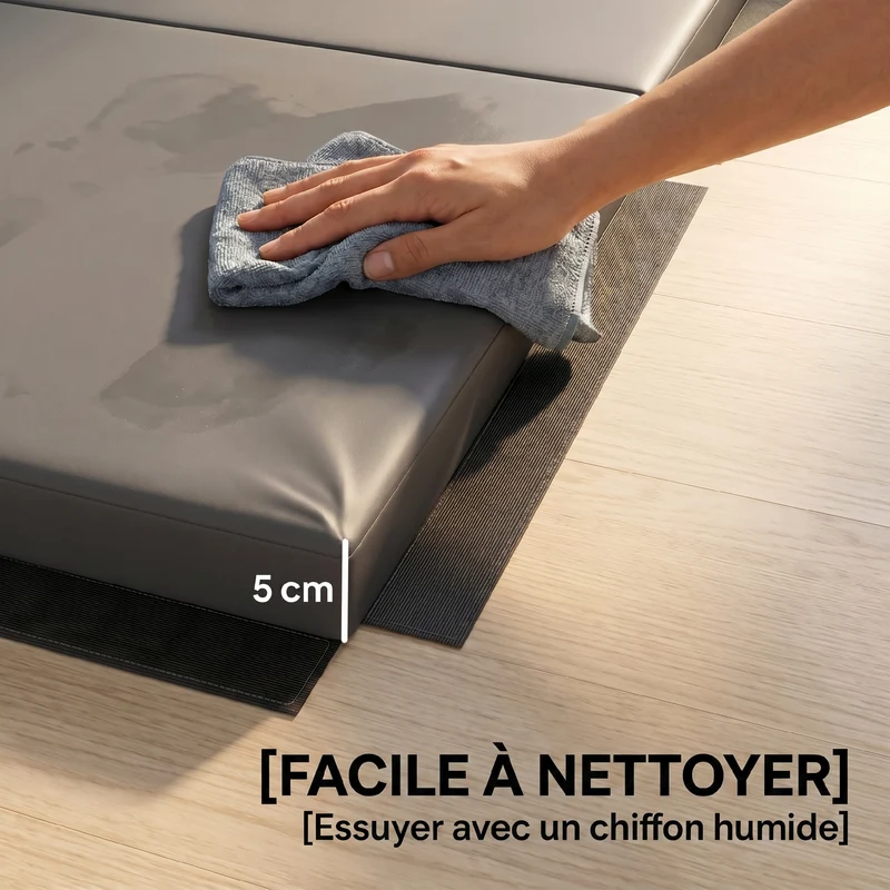 Tapis de gymnastique pliable en 4 portable 180 x 80 x 5 cm antidérapant amortissant moderne en polyéthylène expansé gris 21_0006595