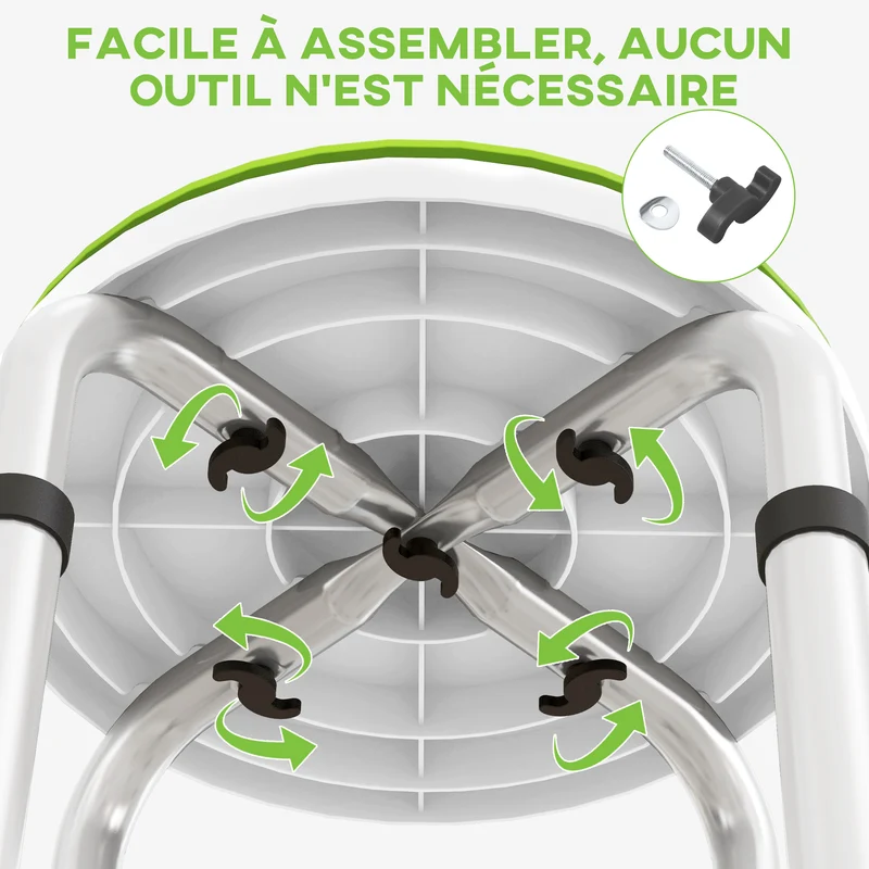 Tabouret de douche siège de baignoire 33 x 33 x 36-49 cm hauteur réglable siège pivotant 360° moderne en aluminium vert 21_0000875