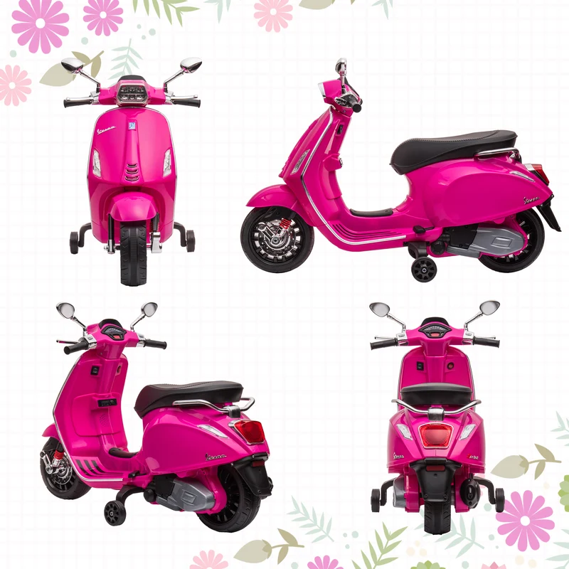 Scooter électrique enfant 107 x 47 x 73 cm phare et musique stabilité 2 roues style vintage design rétro en PP rose 21_0000572