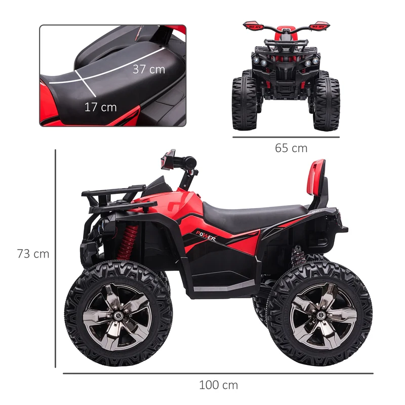 Quad électrique enfant 100 x 65 x 73 cm siège ergonomique dossier intégré phares led 8 km/h moderne tendance en PP rouge 21_0000483