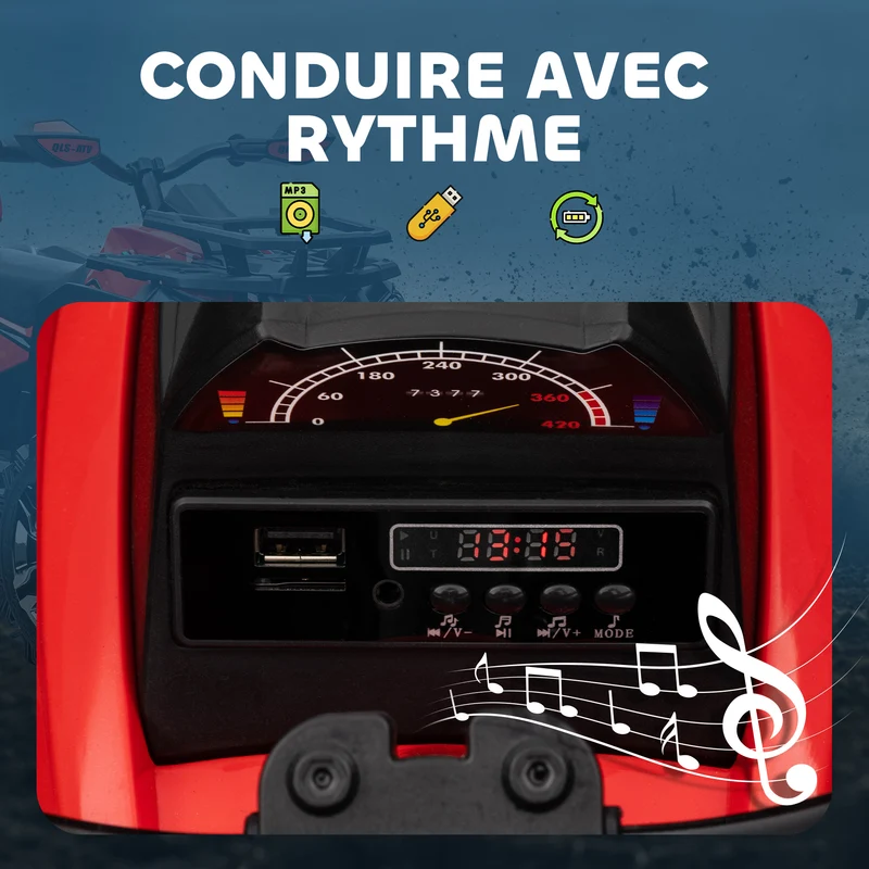 Quad électrique enfant 100 x 65 x 73 cm siège ergonomique dossier intégré phares led 8 km/h moderne tendance en PP rouge 21_0000483