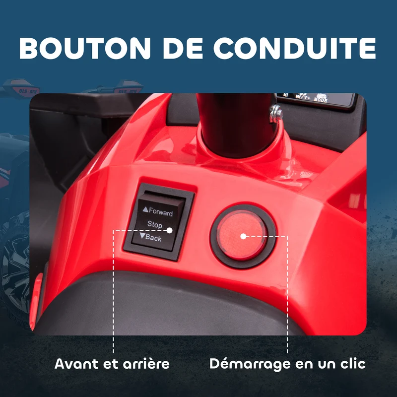Quad électrique enfant 100 x 65 x 73 cm siège ergonomique dossier intégré phares led 8 km/h moderne tendance en PP rouge 21_0000483