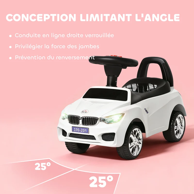 Porteur voiture à pousser 63.5 x 28 x 36 cm rangement sous siège antibasculement style moderne scandinave en PP blanc 21_0000504