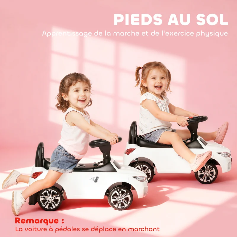 Porteur voiture à pousser 63.5 x 28 x 36 cm rangement sous siège antibasculement style moderne scandinave en PP blanc 21_0000504