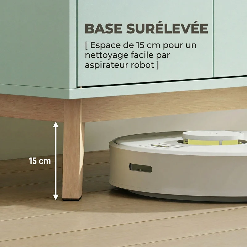 Meuble télévision pour salon 120 x 35 x 50 cm rangement modulable surélevé 15 cm résistante moderne en MDF vert clair 21_0003657