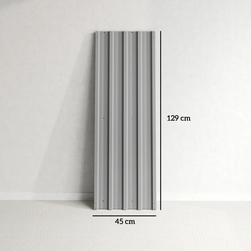 Lot de 12 panneaux bardage extérieur 129 x 45 cm anti intempéries pré-percés industriel en acier galvanisé gris clair 21_0005413