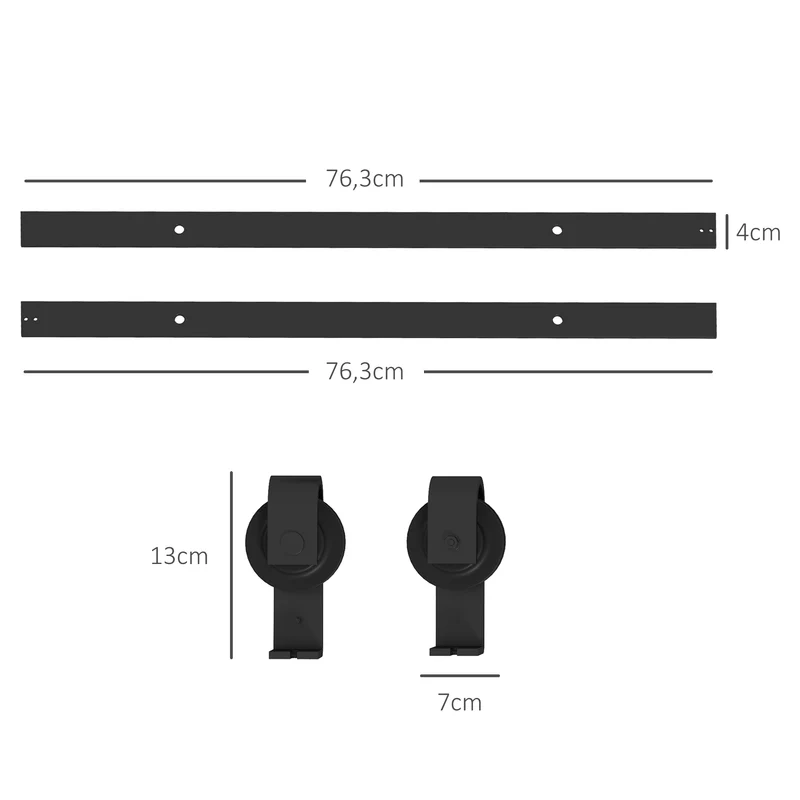 Kit rails porte pliante 152.5 x 0.5 x 4 cm gain d'espace glissement silencieux style industriel en acier au carbone noir 21_0007146