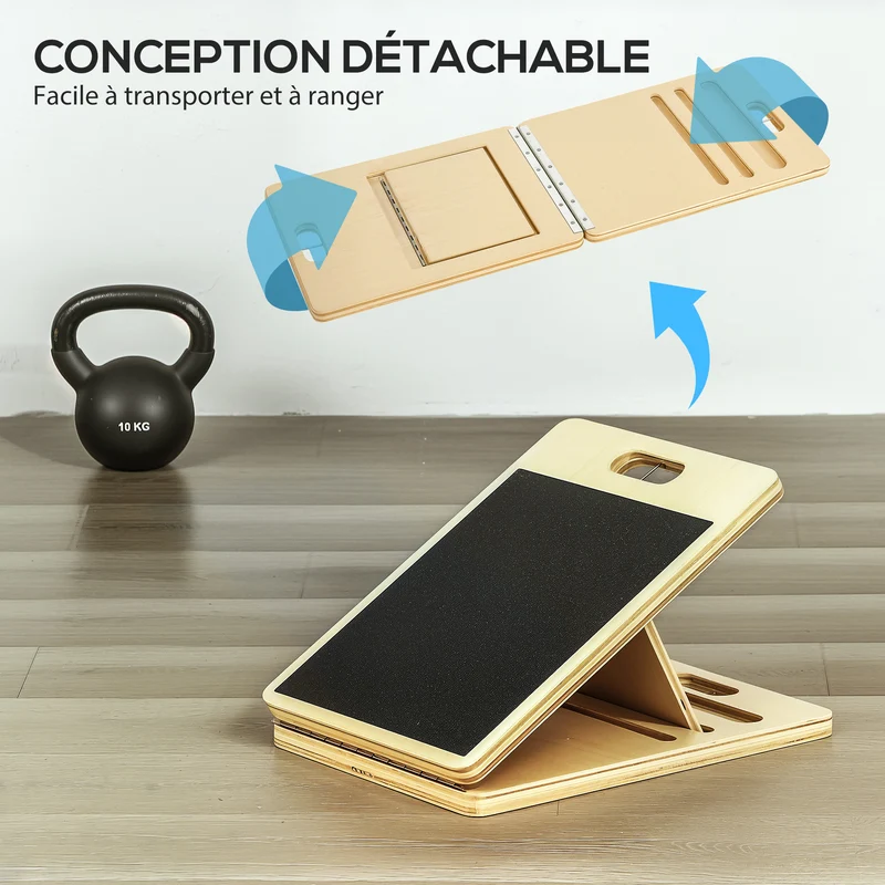 Ensemble barre pilates étirement planche inclinable 90 x 33 x 3 cm bandes réglables ergonomique moderne en acier bleu 21_0006904