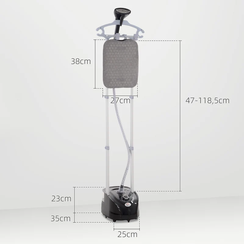 Défroisseur vapeur vertical maison 35 x 25 x 47-118.5 cm 11 températures 38 s compact léger moderne épuré en abs noir 21_0005955