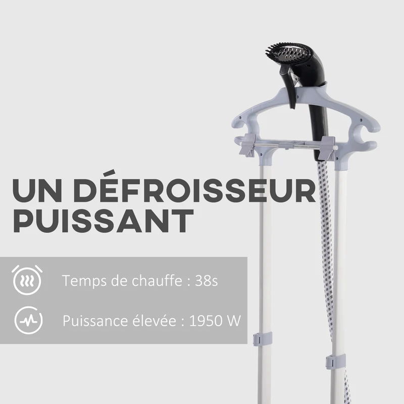 Défroisseur vapeur vertical maison 35 x 25 x 47-118.5 cm 11 températures 38 s compact léger moderne épuré en abs noir 21_0005955