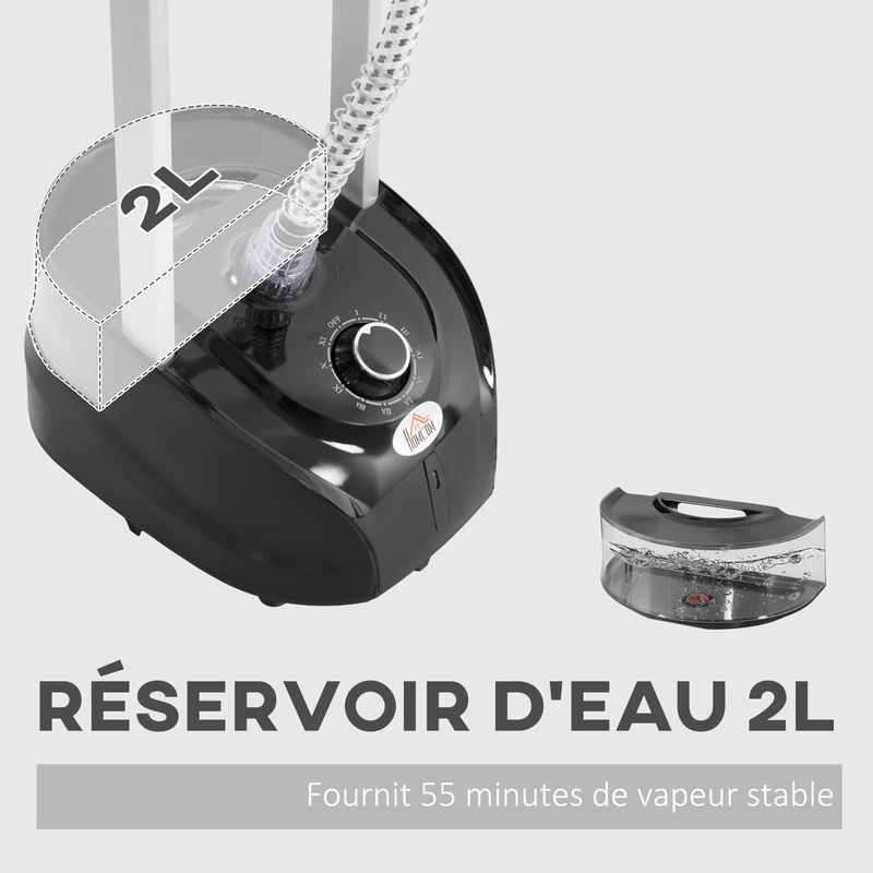 Défroisseur vapeur vertical maison 35 x 25 x 47-118.5 cm 11 températures 38 s compact léger moderne épuré en abs noir 21_0005955
