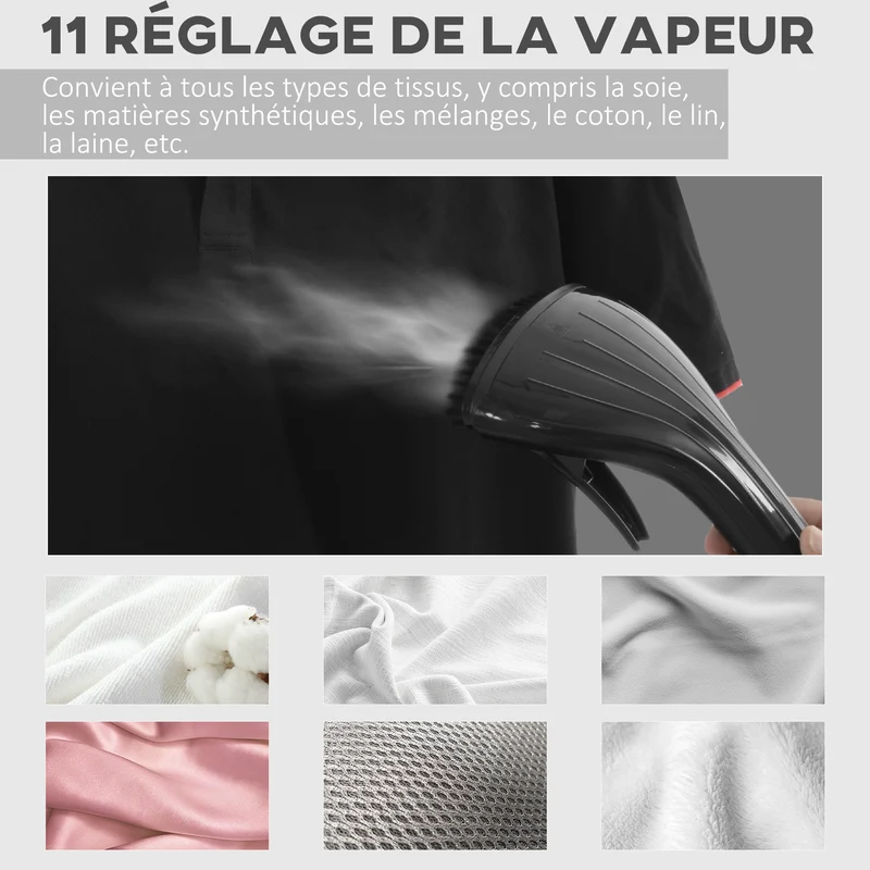 Défroisseur vapeur vertical maison 35 x 25 x 47-118.5 cm 11 températures 38 s compact léger moderne épuré en abs noir 21_0005955
