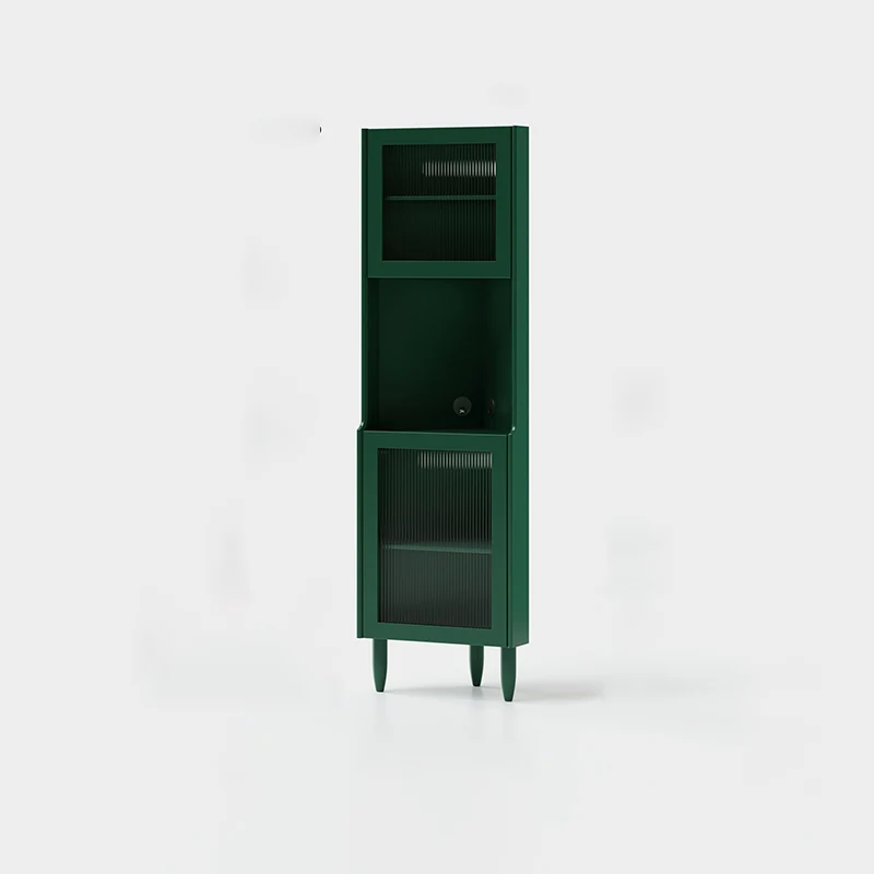 Contemporary Nordic Rubberwood Ripple Glass Rectangle Corner Storage Sideboard 5-Cabinet For Living Room & Dining Room