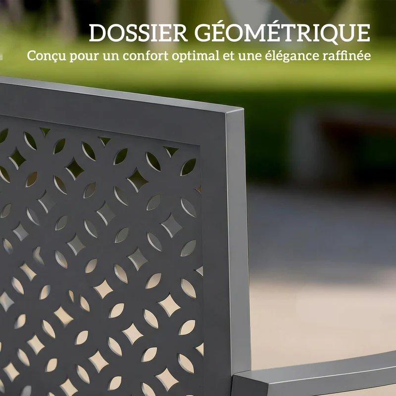 Banc d'extérieur 127 x 61 x 85 cm antirouille deux places design épuré pour terrasse jardin véranda en acier gris foncé 21_0005373