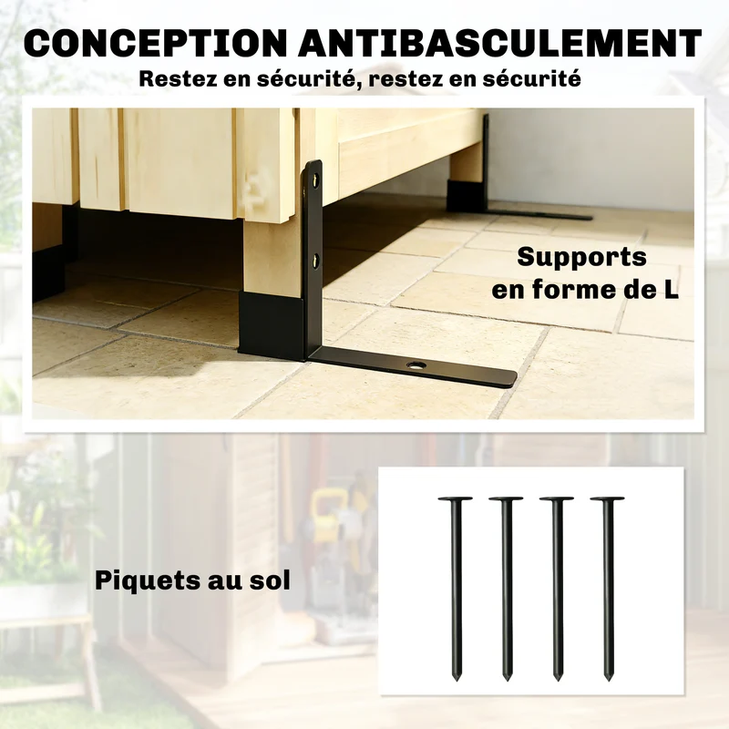 Armoire pour jardin 85 x 58 x 213 cm étagères réglables anti-basculement finitions vernies rustique en bois naturel 21_0005647