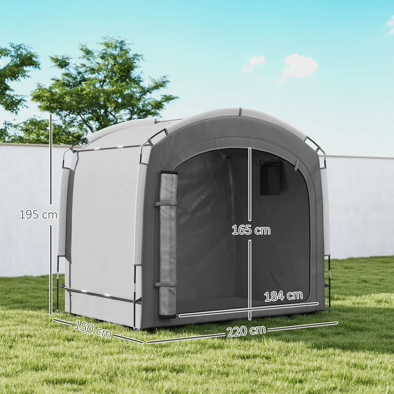 Abri vélo portable pour 3-4 vélos 205 x 140 x 188 cm avec poches latérales imperméable épuré en polyester gris foncé 21_0004903