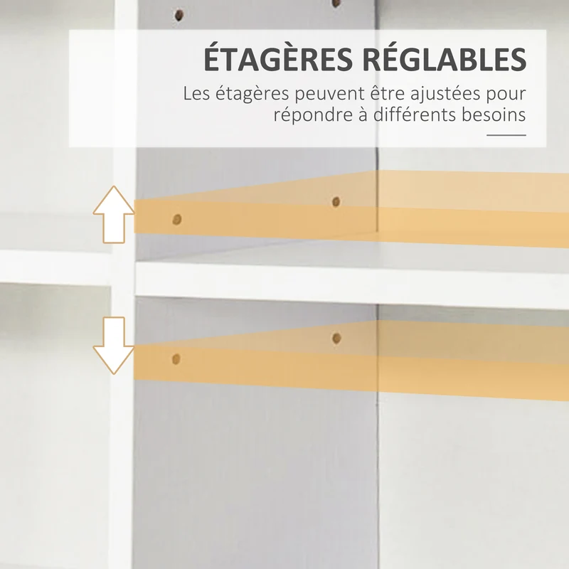Étagère de rangement pour cd et dvd 102 x 24 x 195 cm 36 compartiments réglables style contemporain salon en MDF blanc 21_0002381