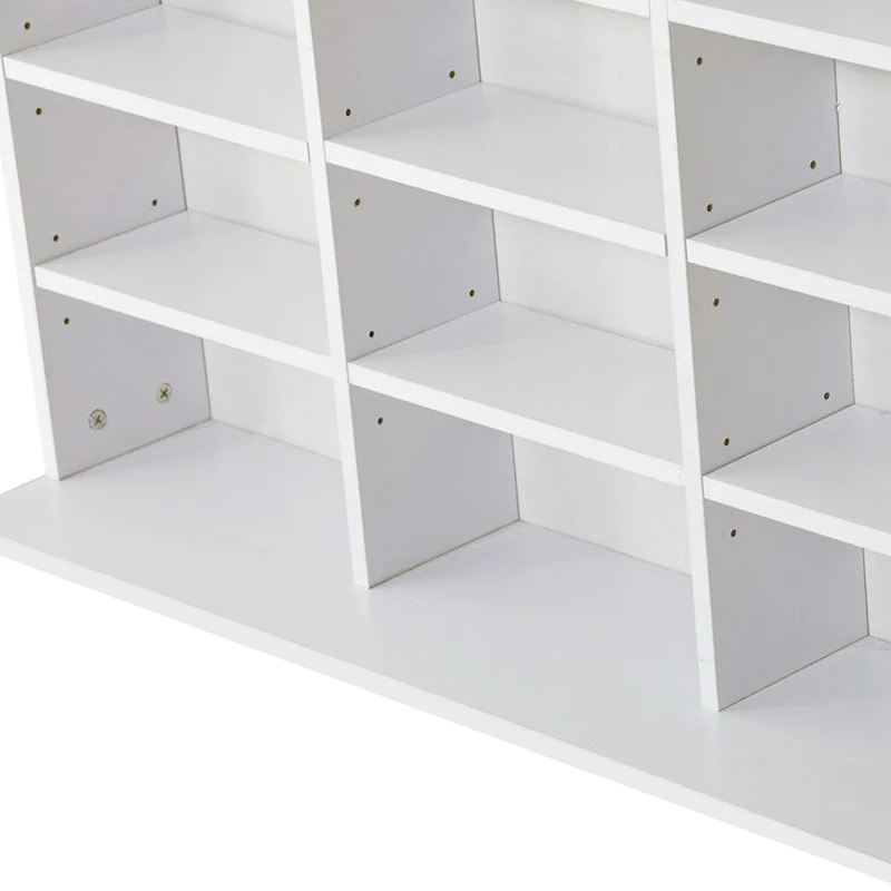 Étagère de rangement pour cd et dvd 102 x 24 x 195 cm 36 compartiments réglables style contemporain salon en MDF blanc 21_0002381