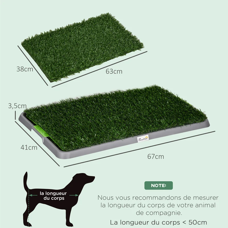 Toilette pour chien d'intérieur apprentissage propreté 67 x 41 x 3.5 cm surface drainante hygiénique pratique en PP vert 21_0007523