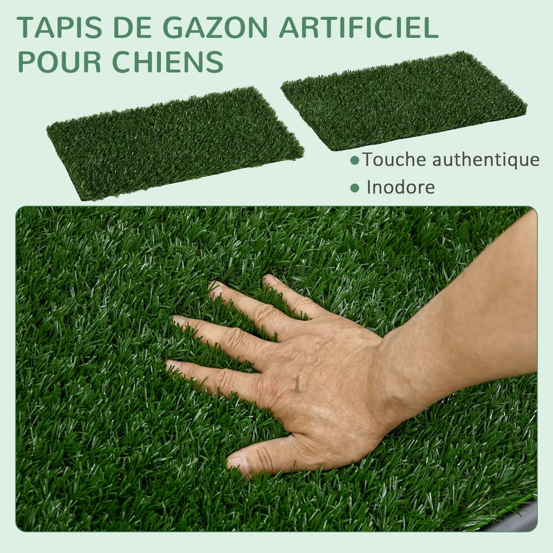 Toilette pour chien d'intérieur apprentissage propreté 67 x 41 x 3.5 cm surface drainante hygiénique pratique en PP vert 21_0007523