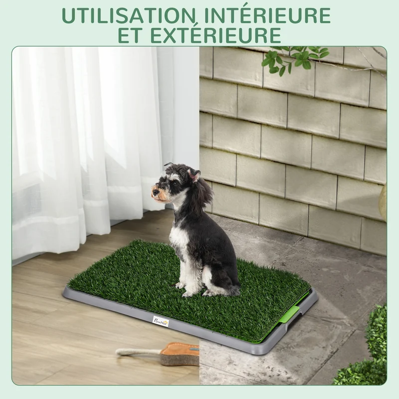 Toilette pour chien d'intérieur apprentissage propreté 67 x 41 x 3.5 cm surface drainante hygiénique pratique en PP vert 21_0007523
