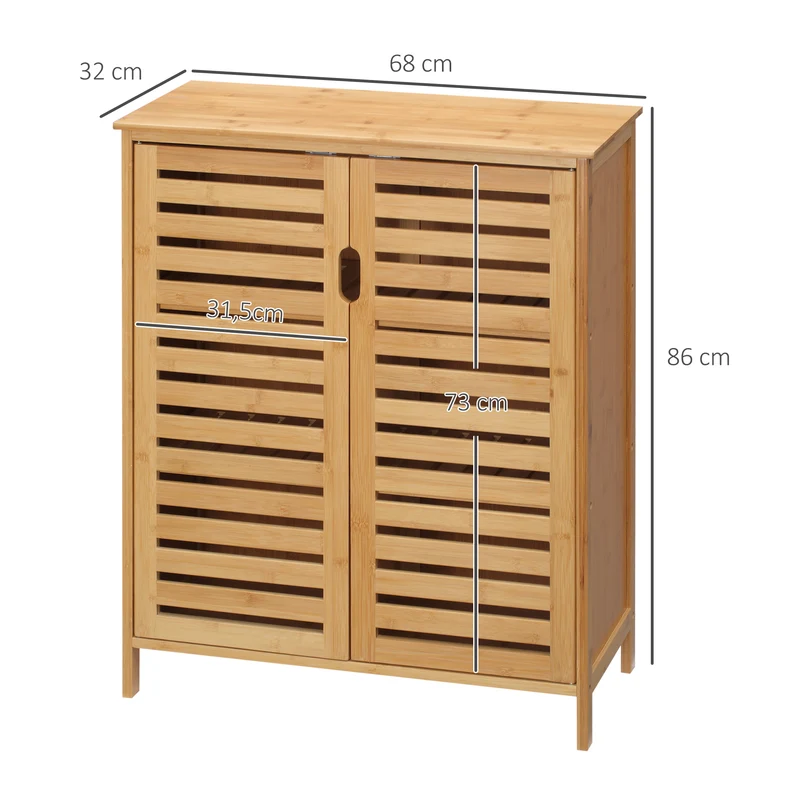 Armoire de salle de bain compacte utile 68 x 32 x 86 cm gain de place rangement ventilé moderne épuré en bambou naturel 21_0001930