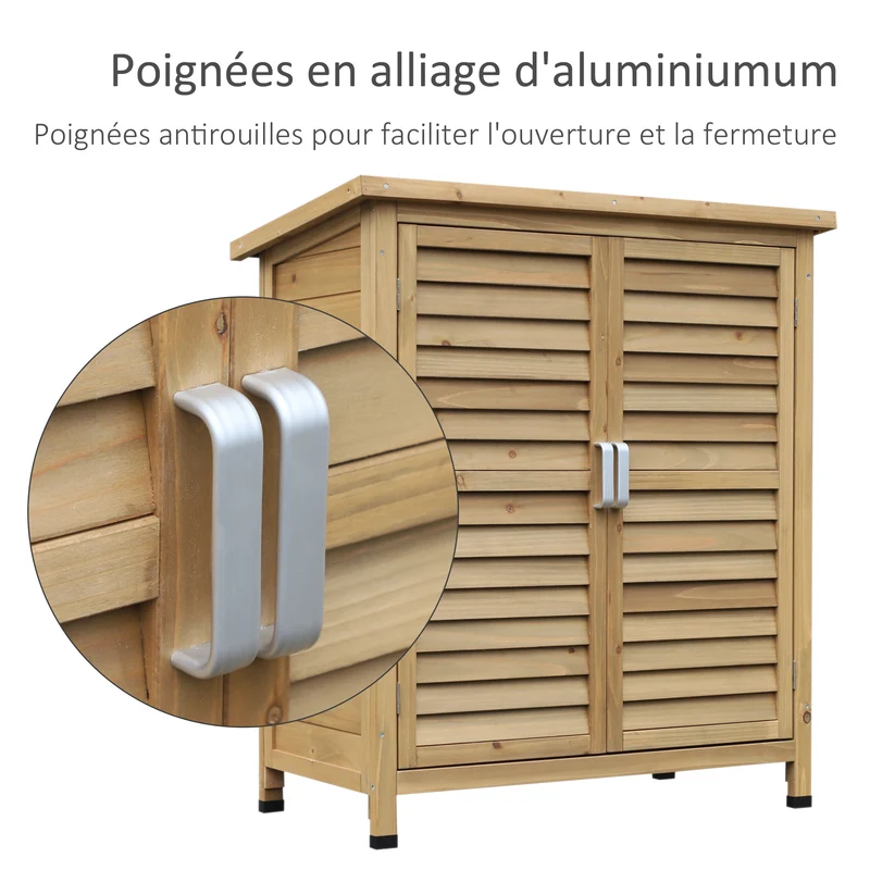 Armoire de jardin abri rangement outils 87 x 46,5 x 96,5 cm étagère double imperméable style rustique en bois jaune 21_0004128