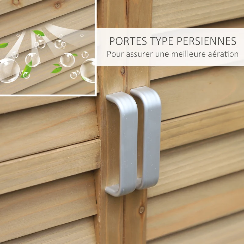 Armoire de jardin abri rangement outils 87 x 46,5 x 96,5 cm étagère double imperméable style rustique en bois jaune 21_0004128