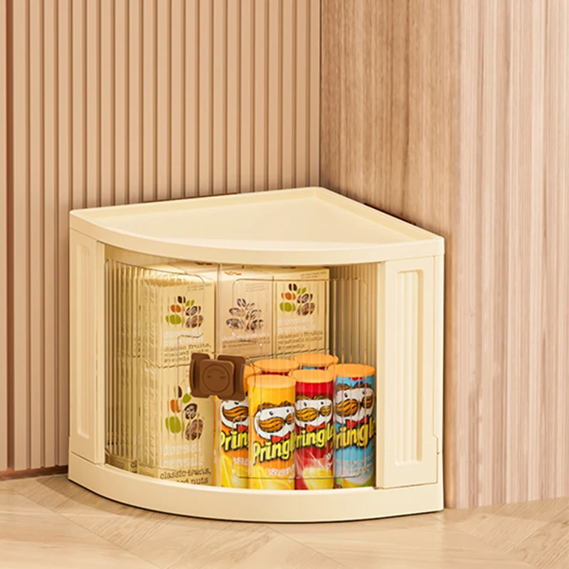 Modern Simplicity Foldable Fan-Shaped PP Movable Corner Storage Cabinet 1/2/3-Cabinet For Living Room