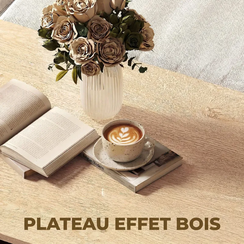 Table basse rectangulaire salon 95 x 55 x 50 cm étagère de rangement pratique gain de place moderne design en MDF noir 21_0003662