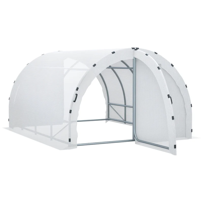 Serre de jardin tunnel 4 x 3 x 2 m protection uv et aération optimale style contemporain épuré en acier galvanisé blanc 21_0004060