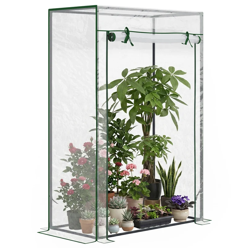 Serre de jardin pour légumes 100 x 50 x 150 cm protection anti-uv porte zippée style moderne épuré en PVC transparent 21_0004171
