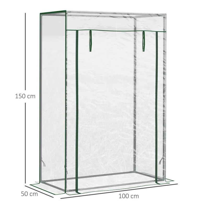 Serre de jardin pour légumes 100 x 50 x 150 cm protection anti-uv porte zippée style moderne épuré en PVC transparent 21_0004171