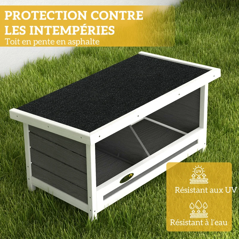 Pondoir nichoir pour poules 3 places 66 x 37 x 34 cm toit résistant intempéries arrière ouvrant rustique en bois gris 21_0007975