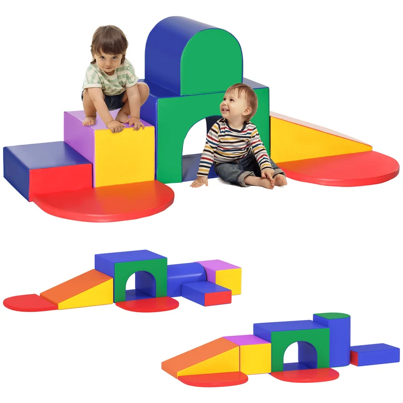 Parcours motricité bébé 170 x 130 x 40 cm modulable éducatif scandinave minimaliste ambiance cosy en mousse epe bleu 21_0000723